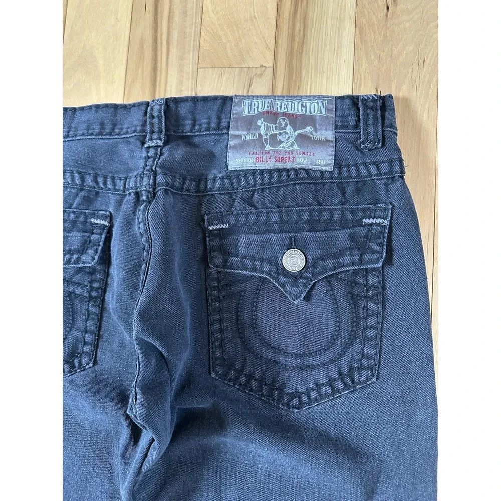 Vintage True Religion Billy Super T Jeans Mens 38x32 Made in USA Black Flap
